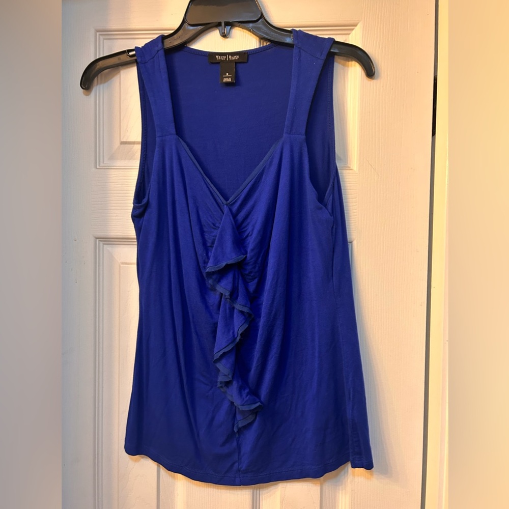 White House Black Market Vibrant Blue Ruffle Tank Top small